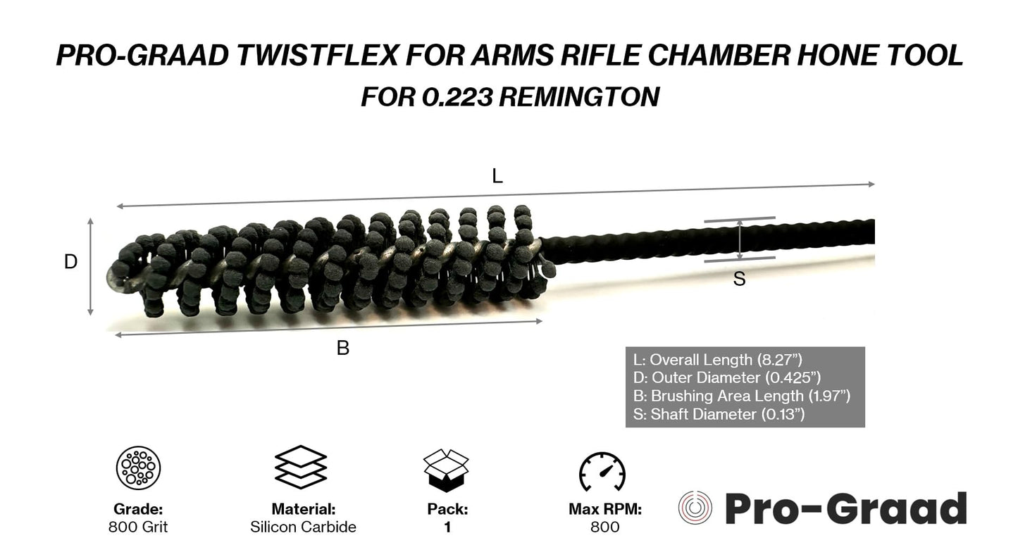 TwistFlex Rifle Chamber Hone Tool for 0.223 Remington, 800 Grit Silicon Carbide, Pack of 1
