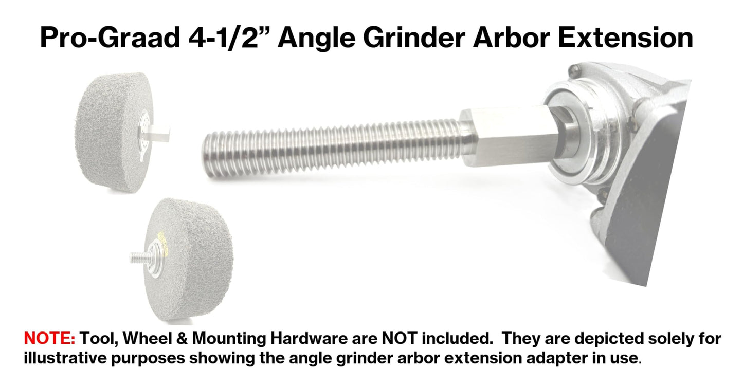 Pro-Graad Angle Grinder Extender Shaft 13060 5/8-11 Female to 5/8-11 Male Threaded Adapter 4-1/2” Length Extension with 3-1/2” Threads, Max 2-1/2” Wheel Width