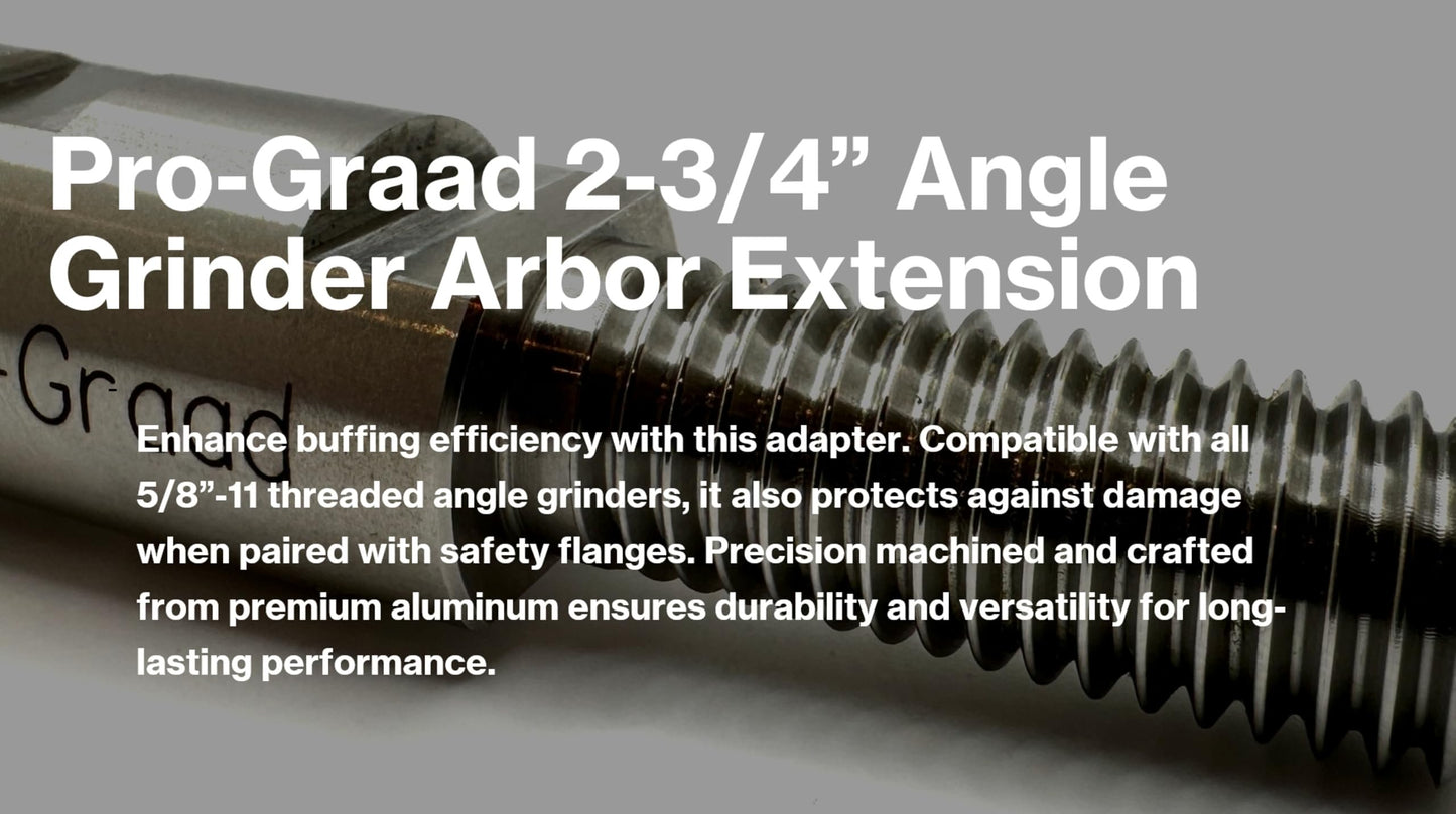 Pro-Graad 2-3/4" Aluminum Angle Grinder Arbor Extension, 5/8”-11 Thread, Buffing Wheel Backing Pad Extender Shaft for Airway Polishing, Fits Most Angle Grinders – Durable Buffing Machine Accessory Kit