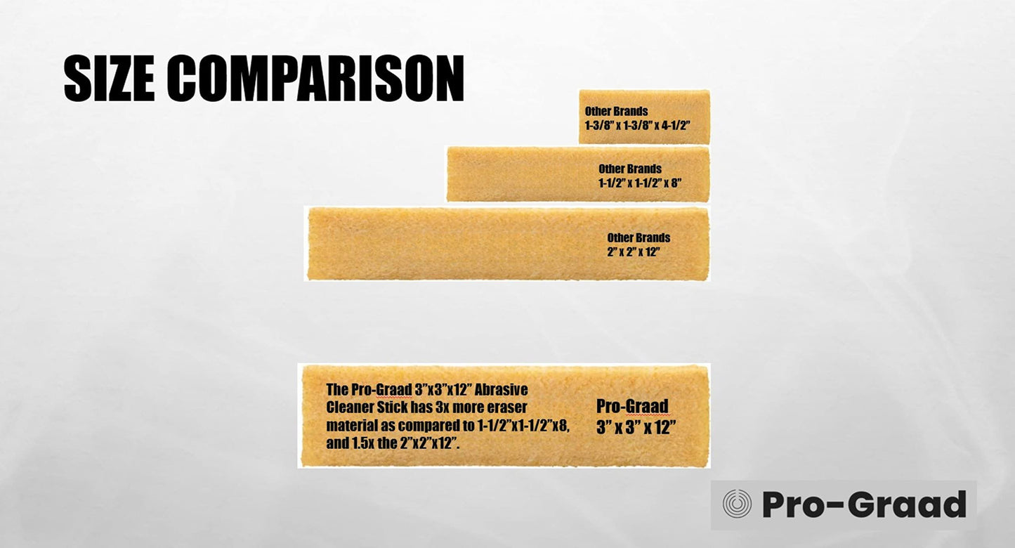 Extra Large Abrasive Cleaning Stick 3” x 3” x 12” made from natural rubber, Perfect for cleaning sanding belts, discs, skateboard Grip & woodworking sandpaper.  Ideal for belt sanders & drum sanders