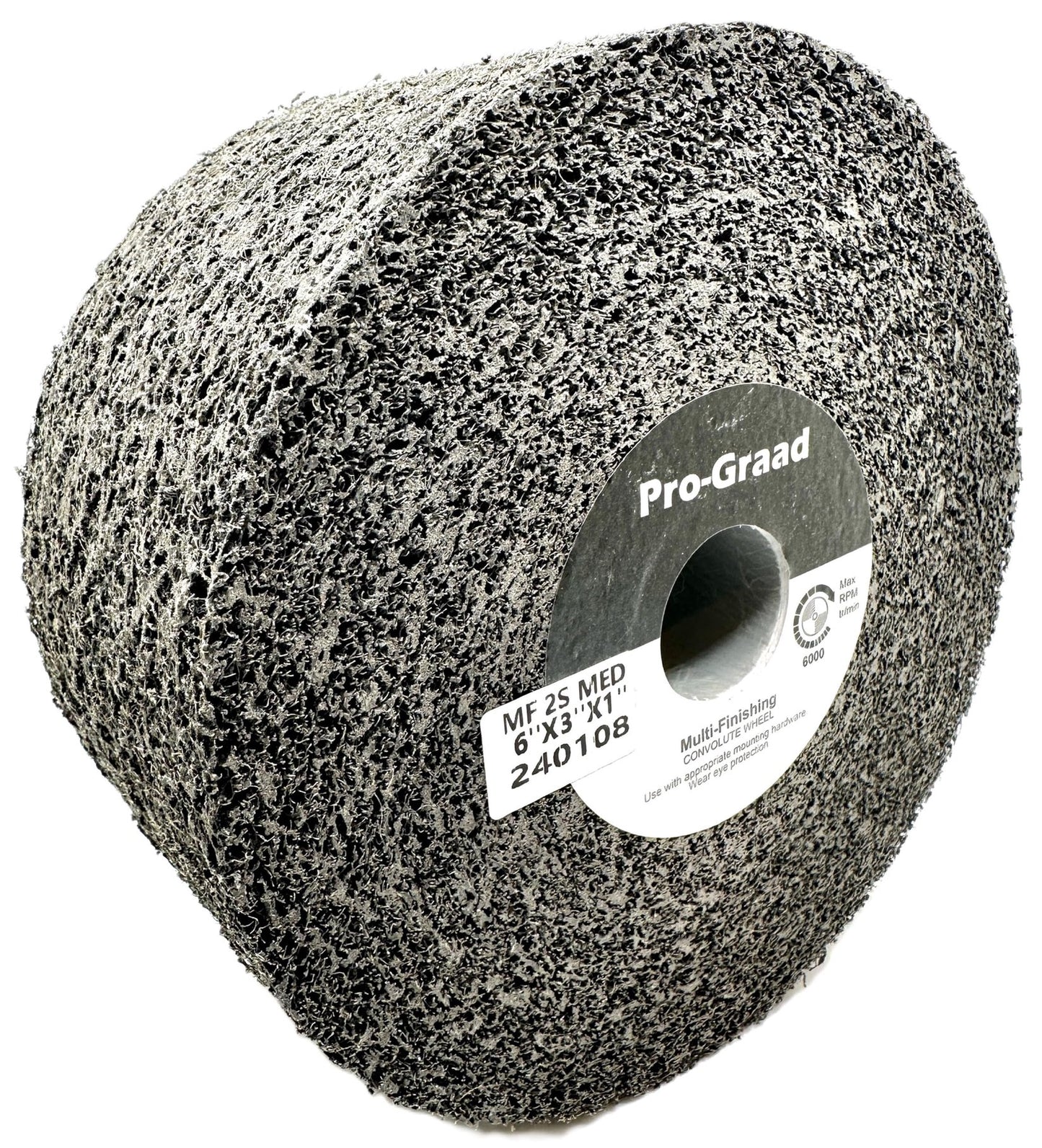 Pro-Graad Multi-Finishing Wheel – 6” x 3” x 1” 2S Medium Grit Silicon Carbide - Stainless Steel Finishing Convolute Wheel 13180 – for #4 Finish - 1 Pack