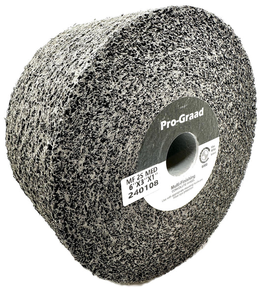 Pro-Graad Multi-Finishing Wheel – 6” x 3” x 1” 2S Medium Grit Silicon Carbide - Stainless Steel Finishing Convolute Wheel 13180 – for #4 Finish - 1 Pack