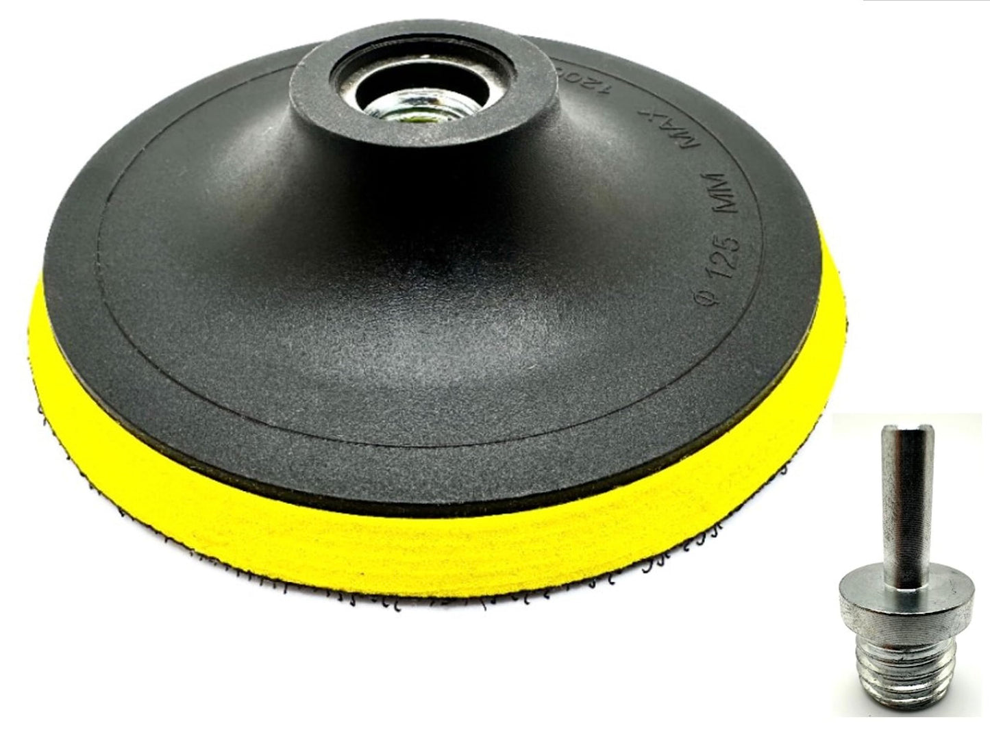 Pro-Graad 1 Pack 5" Hook and Loop Backing Pads Foam Backer Pad with 5/8”-11 – 5 inch Backup Pads for use with Angle Grinder or Drill Sanding Polishing Discs – Includes 1 Each 1/4" Shank Adapter