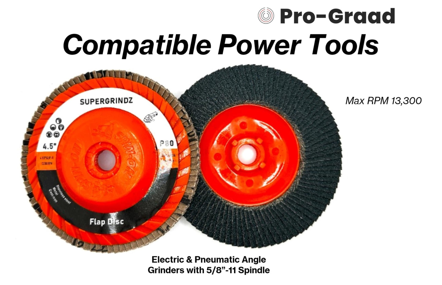 SuperGrindz 10 Pack 4-1/2" x 5/8"-11 80 Grit Type 27 High-Density Zirconia Trimmable Flap Discs for 4.5" & 5" Grinders, 5/8”-11 Fast Change Hub, Sanding, Finishing, Stock & Rust Removal