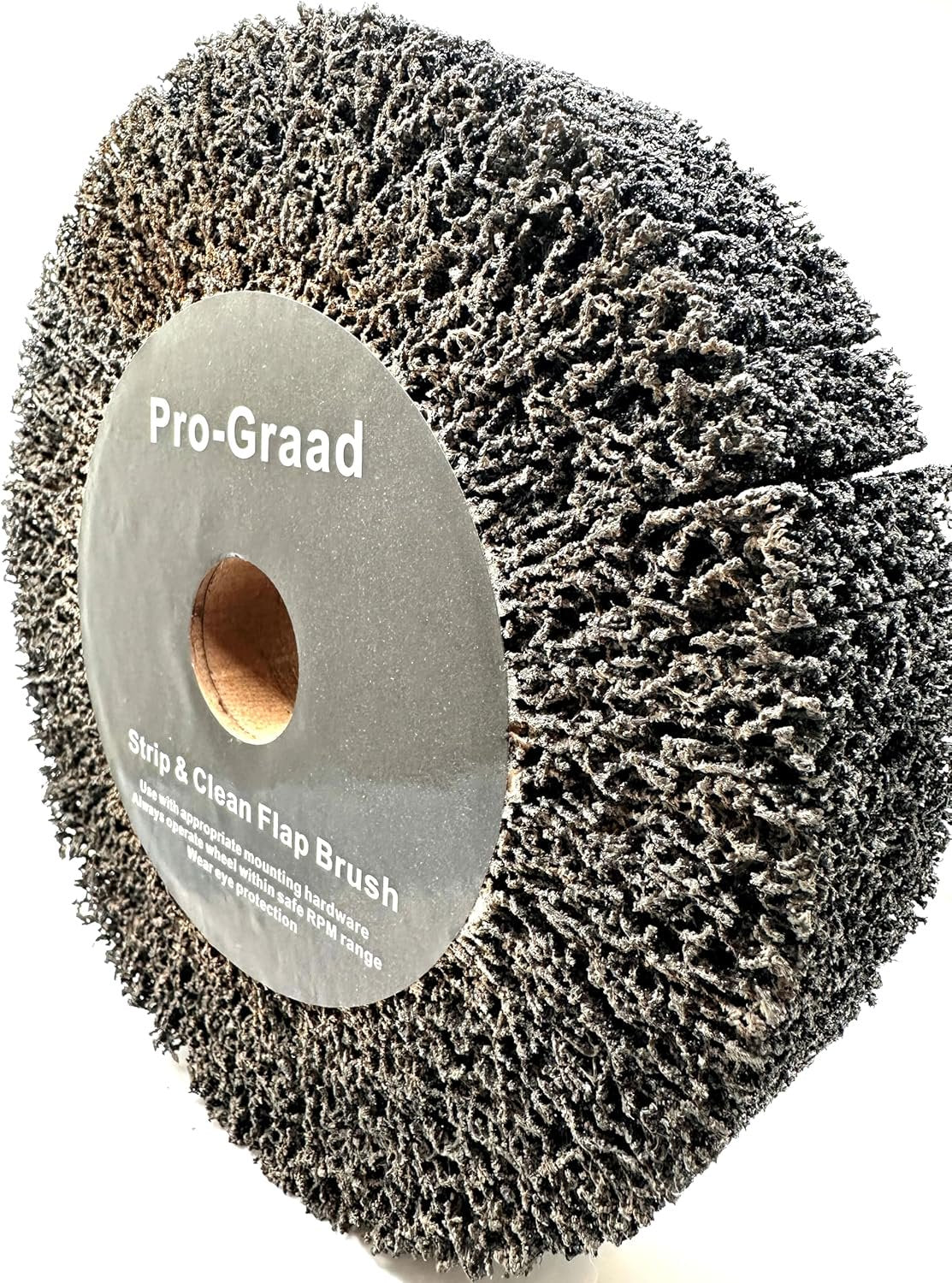 Pro-Graad 8” x 2” Black 40 Grit Extra Coarse Non-Woven Bench Grinder Strip & Clean Flap Brush Wheel, Metal Graining, Stripping, Rust & Paint Removal, Compatible for 1/2”, 5/8”, 3/4", 1", 1-1/4" Arbor