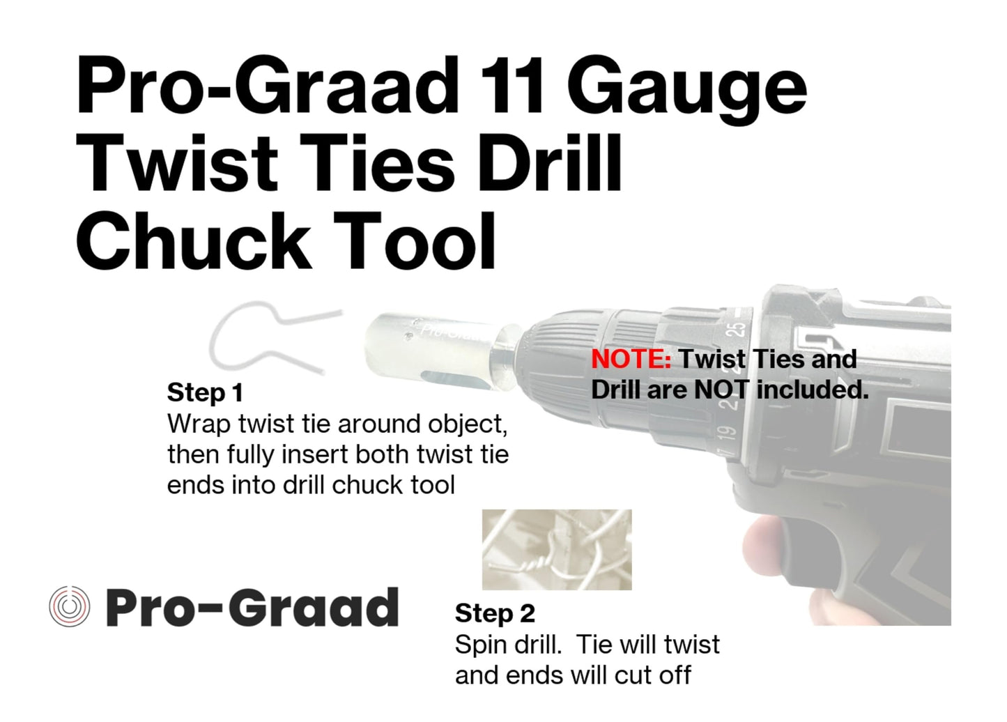 Pro-Graad Fence Twist Ties Tool for 11 Gauge, Drill Chuck,High-tensile Wire Easy Fencing Twisting Tool, Twisted Fence Tool for Fixing Chain Link Fence and Loop Fences, Wire Ties Tool