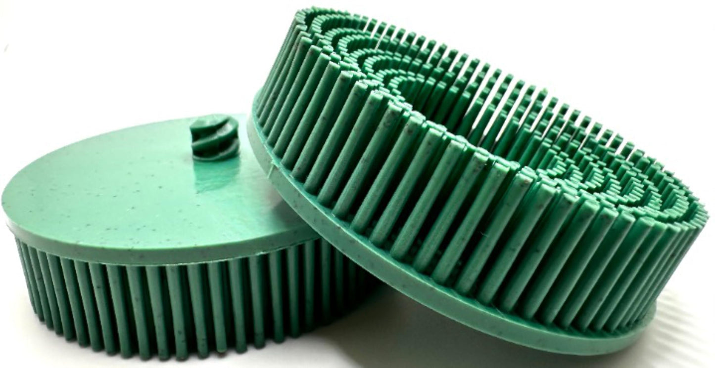 Pro-Graad 2 Pack 3" 50 Grit Green R-Type Bristle Disc | Ceramic-Aluminum Oxide Abrasive Bristle Disc with Quick Change Roll Lock | Pack of 2 | Green