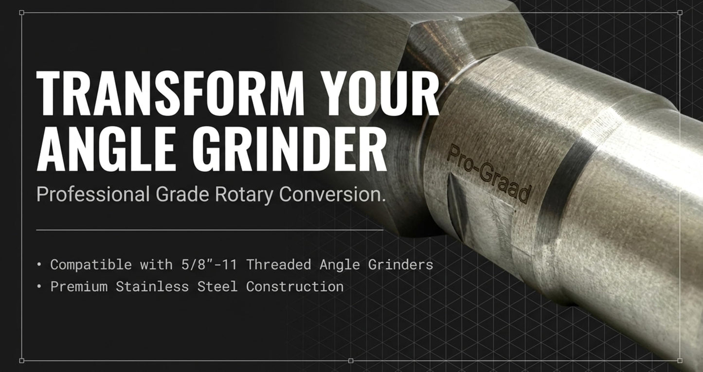 Pro-Graad Flapper Adapter 5/8 UNC Thread with 1/8” & 1/4" Collet - Converts Angle Grinders to Rotary Tools - Compatible with 5/8”-11 Threaded Angle Grinders
