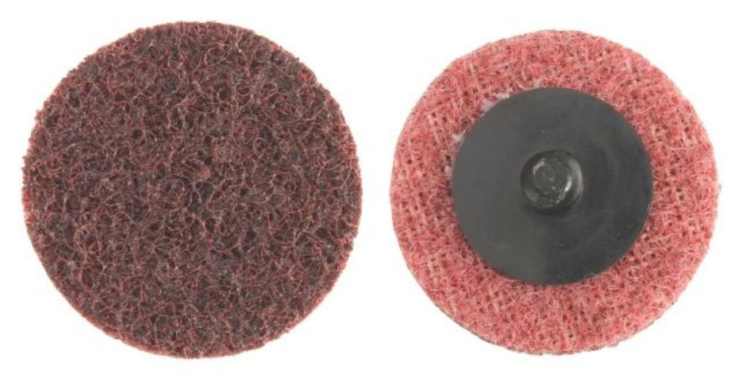 Pro-Graad 2" Quick Change Non-Woven Nylon Surface Conditioning Discs for Deburring Sanding Blending Polishing Paint Removal with Male R-Type Backing Use with Die Grinder - Red (Medium) - (25 Pack)