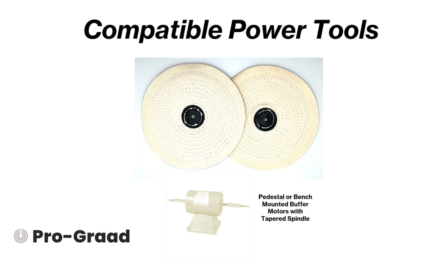Pro-Graad 2 Pack 6” Buffing Polishing Wheel Knife Edge Buff Thin Cotton Buffing Polishing Wheel 12 Ply x Pin Hole Narrow Razor Edge White Muslin, Ideal for buffing corners, grooves, channels and slots