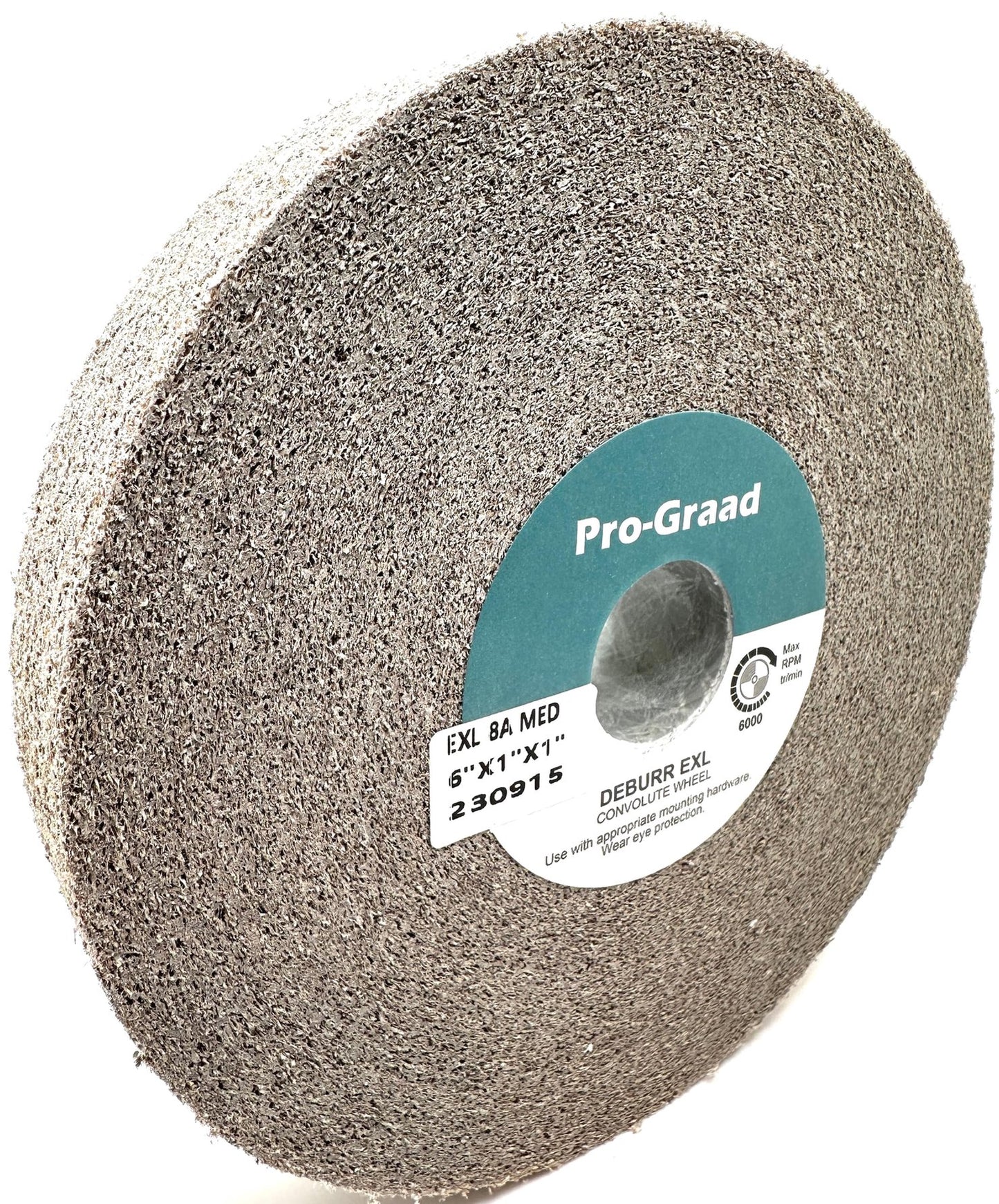 Pro-Graad EXL Deburring Wheel - 6" x 1" x 1" 8A Medium Grit - Aluminum Oxide - Metal Deburring, Finishing and Polishing Wheel - Convolute - 13617 - (1 Pack)