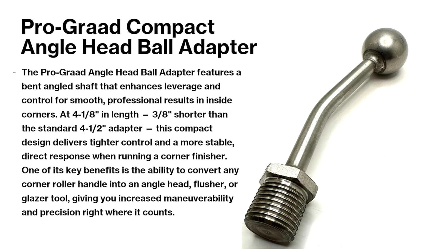 Pro-Graad Compact Angle Head Ball Adapter – Fits TapeTech, Columbia, Level 5, Drywall Master, NorthStar, Platinum, TapeWorm, BlueLine – Converts Corner Roller to Finisher Handle