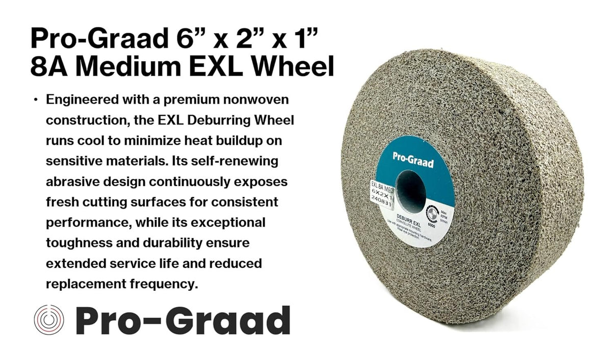Pro-Graad EXL Deburring Wheel - 6" x 2" x 1" 8A Medium Grit - Aluminum Oxide - Metal Deburring, Finishing and Polishing Wheel - Convolute - 13618 - (1 Pack)