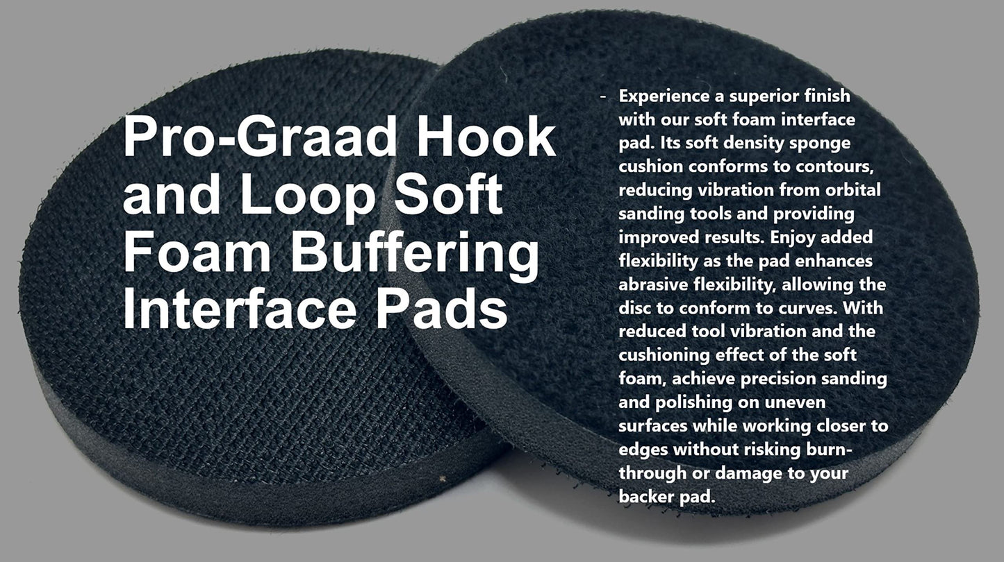 Pro-Graad 5Pcs 3inch Hook and Loop Soft Foam Buffering Interface Pad for Backer Pad, 0.5inch Thick Sponge, Sanding Polishing Discs, Black