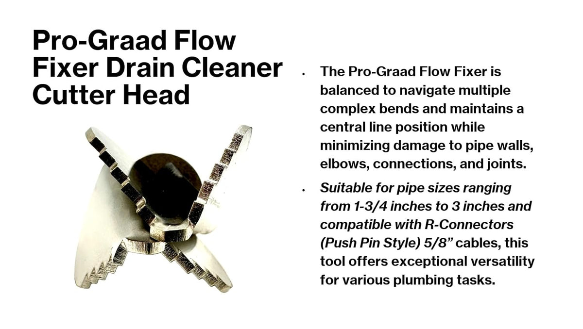 Pro-Graad 1-1/2” Spear Cutter Flow Fixer Drain Cleaner Plumbing Snake Head for 1-3/4” – 3” Pipes, Clears & Scrapes Walls, Compatible with K-400, C-4, C-6, C-7, C-8 & C-9, Commercial & Residential Use