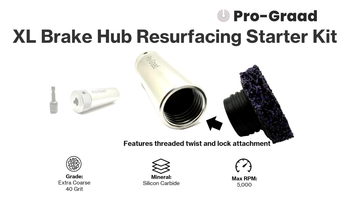 Pro-Graad 8-Piece 2-1/2” XL Brake Hub Cleaning Kit: Includes 6 discs, 1 XL holder, 1 drill adapter. Perfect for rust removal on hubs, rotors & wheels for commercial trucks, buses, RVs, and trailers