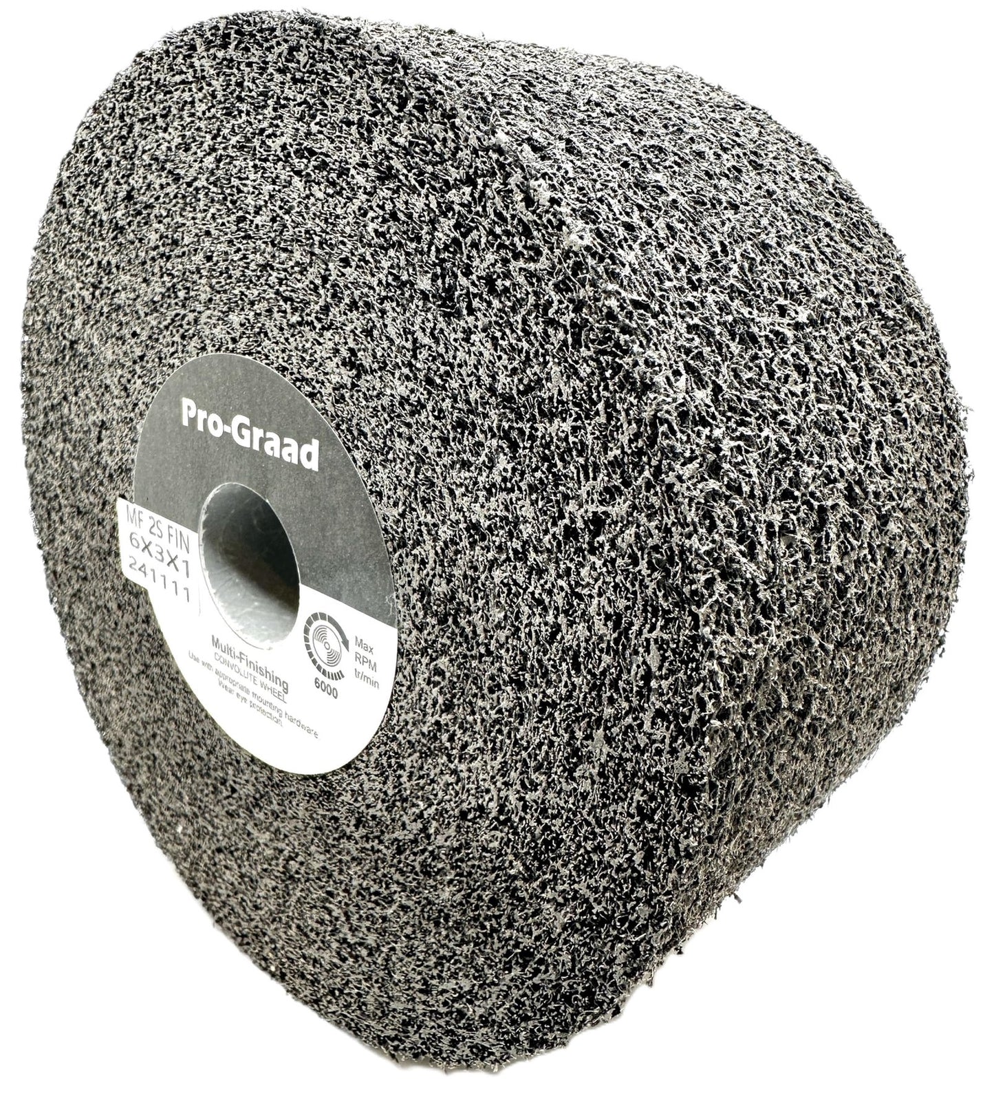 Pro-Graad Multi-Finishing Wheel – 6” x 3” x 1” 2S Fine Grit Silicon Carbide - Stainless Steel Finishing Convolute Wheel 13181 – for #4 Finish - 1 Pack
