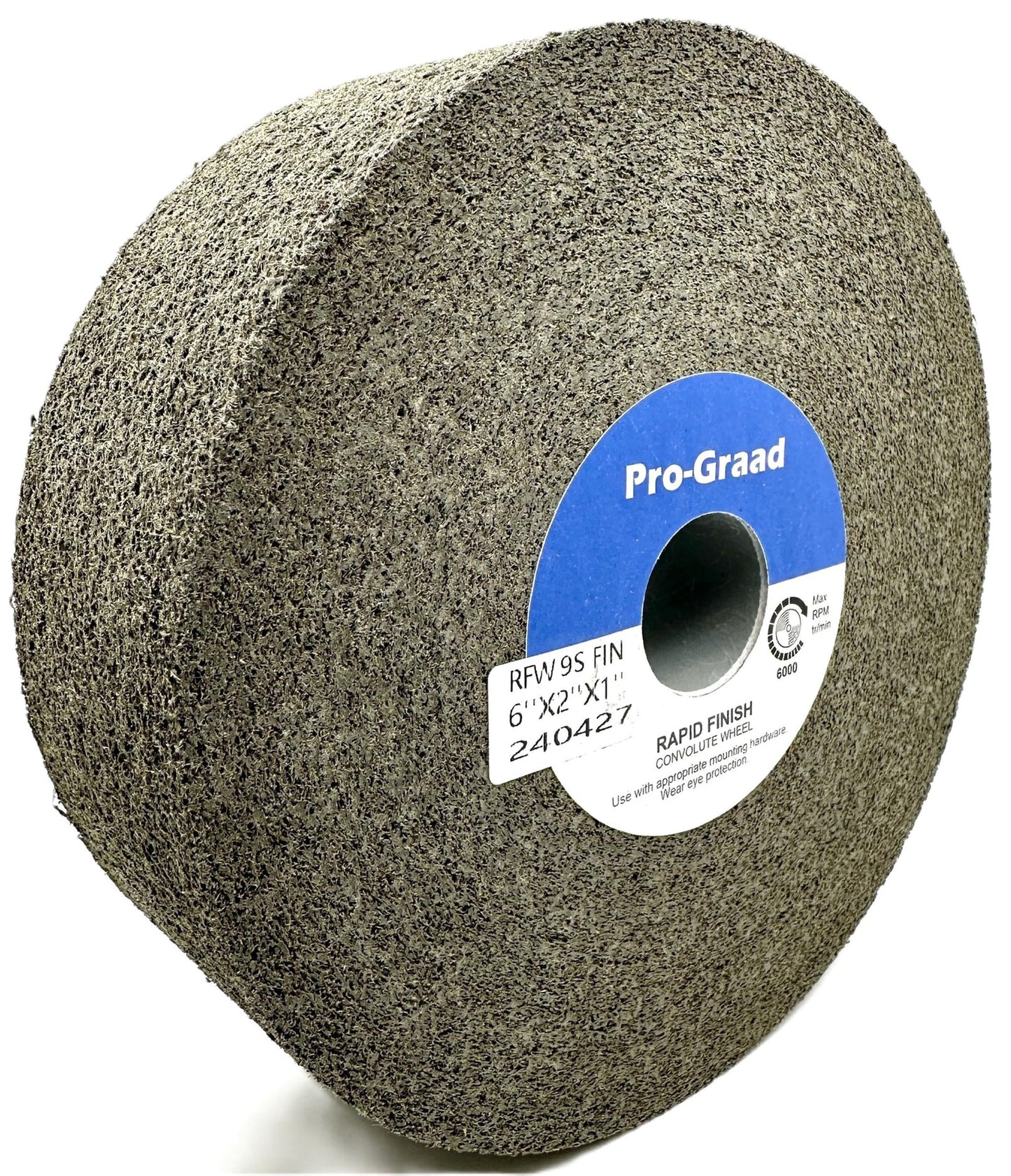 Pro-Graad 1 Pack 6” x 2” x 1” 9S Fine Series 1000 RF Long Life Convolute Deburring, Finishing & Polishing Wheel, Includes Adapter for use on 3/4 5/8 1/2 Shaft Sizes, Pack of 1