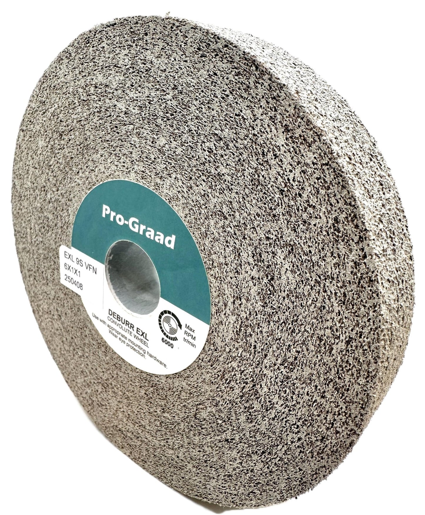 Pro-Graad EXL Deburring Wheel - 6" x 1" x 1" 9S Very Fine (400) Grit - Silicon Carbide - Metal Deburring, Finishing and Polishing Wheel - Convolute - (1 Pack)