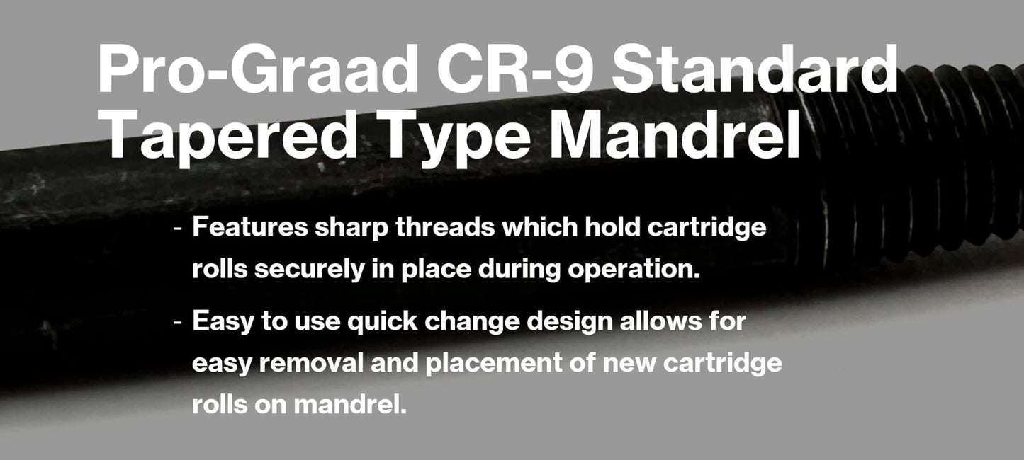 Pro-Graad CR-9-10 10” Porting Mandrel Extra Shank Length Cartridge and Spiral Roll Mandrel, 1/8" Pilot Diameter x 1" Pilot Length, 10" Overall Length, 1/4" Shank Diameter x 8-1/4" Shank Length