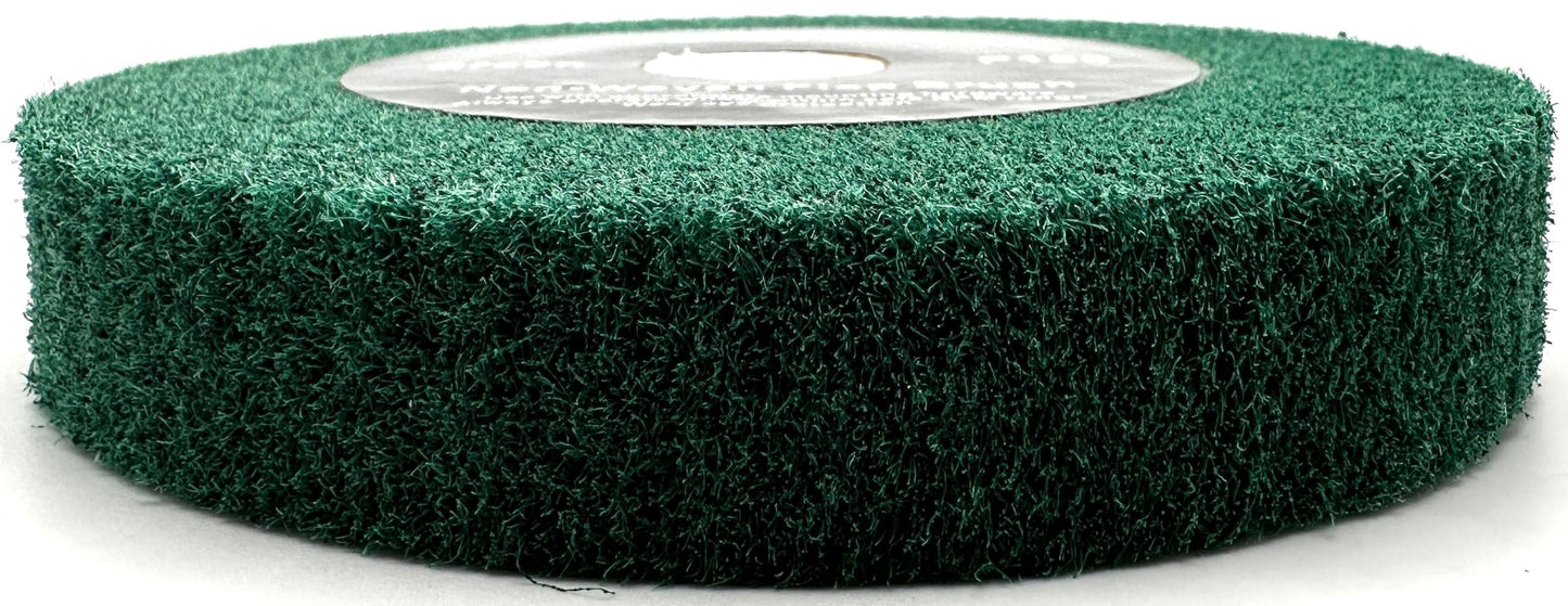 Pro-Graad 6” x 1” Green 180 Grit Non-Woven Bench Grinder Polishing Burnishing Satin Finishing Flap Brush Wheel for Aluminum Copper Metal Golf Club Refurbishing, Compatible for 1/2”, 5/8”, 3/4" Arbor