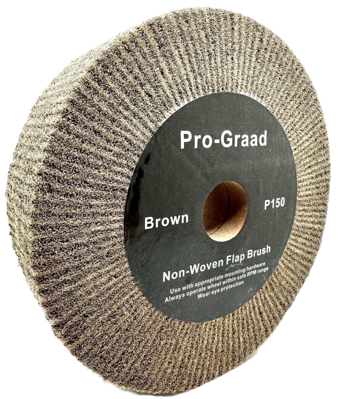 8” x 2” Brown P150 Cut & Polish Non-Woven Bench Grinder Polishing Burnishing Satin Finishing Flap Brush Wheel, Aluminum Copper Metal Golf Club Refurb, Compatible for 1/2”, 5/8”, 3/4" Arbor