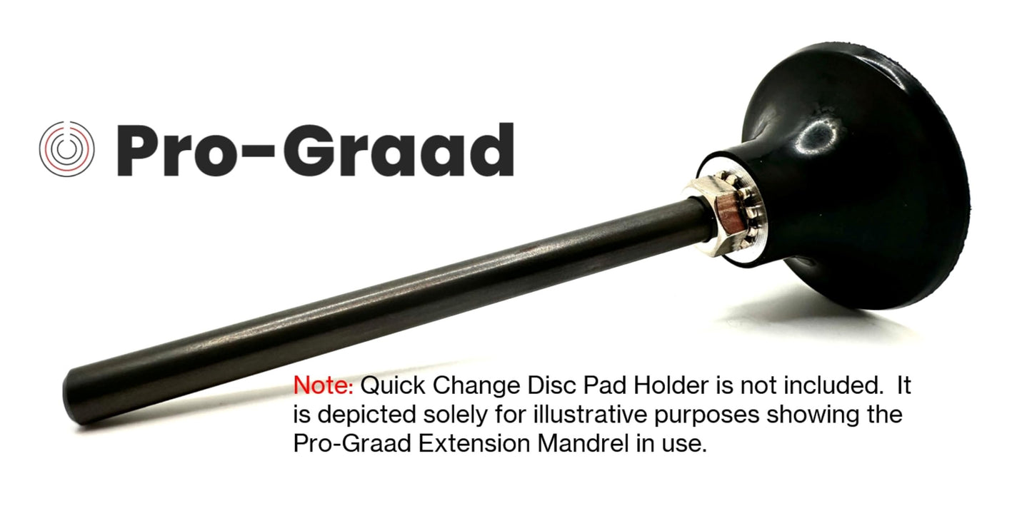 Pro-Graad EM-1410 10” Extension Shank for Quick Change Disc Pad Holders & Bore Polishers, 1/4" Shank Mandrel x 10" Overall Length, 1/4"-20 Thread Size, Compatible with Roll Lock, TR, TS Holders