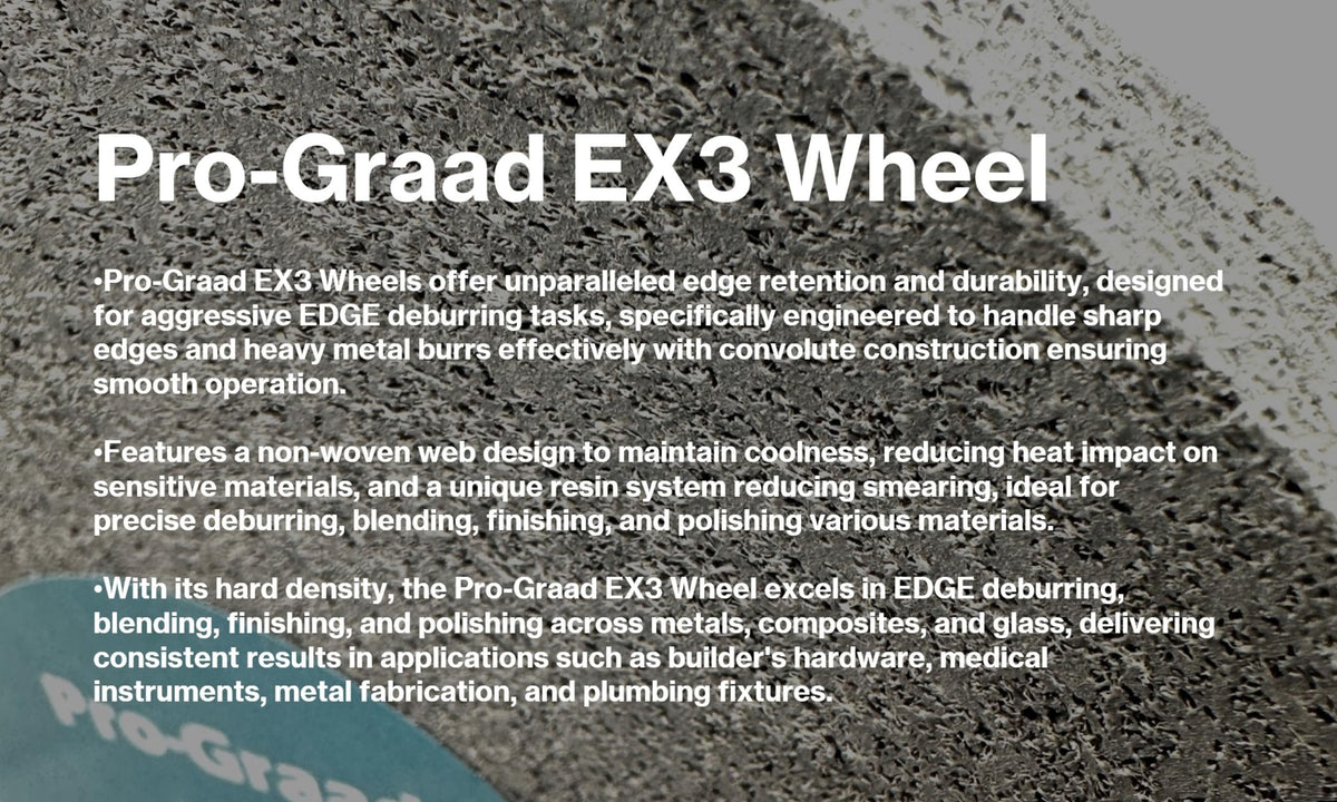 Pro-Graad EX3 Deburring Wheel - 6” x 1/2” x 1” 9S Fine Silicon Carbide – Metal Deburr, Finishing & Polishing Wheel - Highest Edge Retention & Durability - Aggressive Edge Deburring – 24026 - 1 Pack