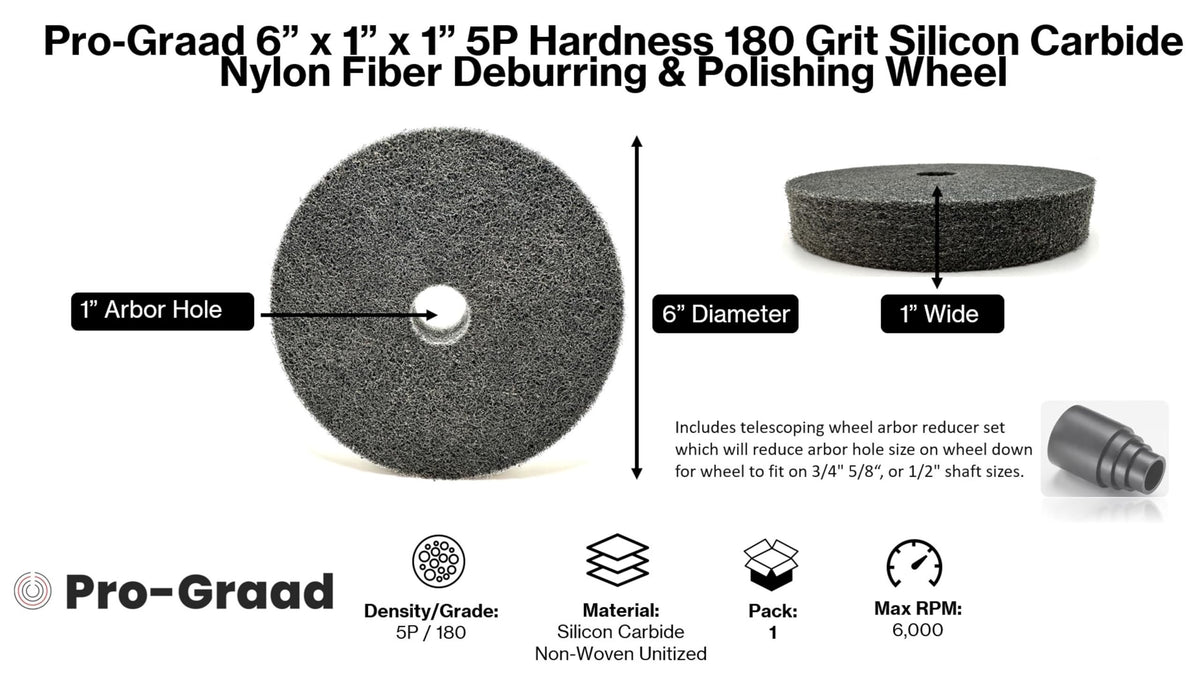 Pro-Graad Nylon Fiber Deburring Wheel 5P 7P 9P Hardness 180 Grit Silicon Carbide Brushed Polishing Buffing Unitized Wheel