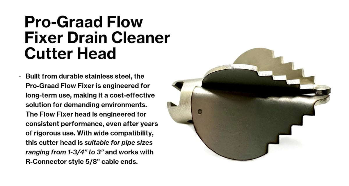 Pro-Graad 1-1/2” Spear Cutter Flow Fixer Drain Cleaner Plumbing Snake Head for 1-3/4” – 3” Pipes, Clears & Scrapes Walls, Compatible with K-400, C-4, C-6, C-7, C-8 & C-9, Commercial & Residential Use
