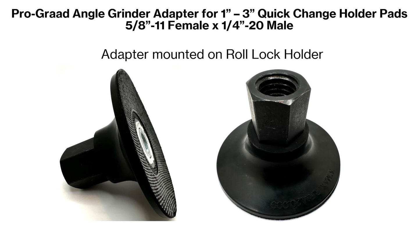 Pro-Graad 5 Piece 5/8-11 Angle Grinder Adapter Kit, with 2” & 3” Roll Lock Type R Quick Change Disc Pad Holder, 5 Pcs Adapter Kit for Angle Grinders with 5/8”-11 Thread