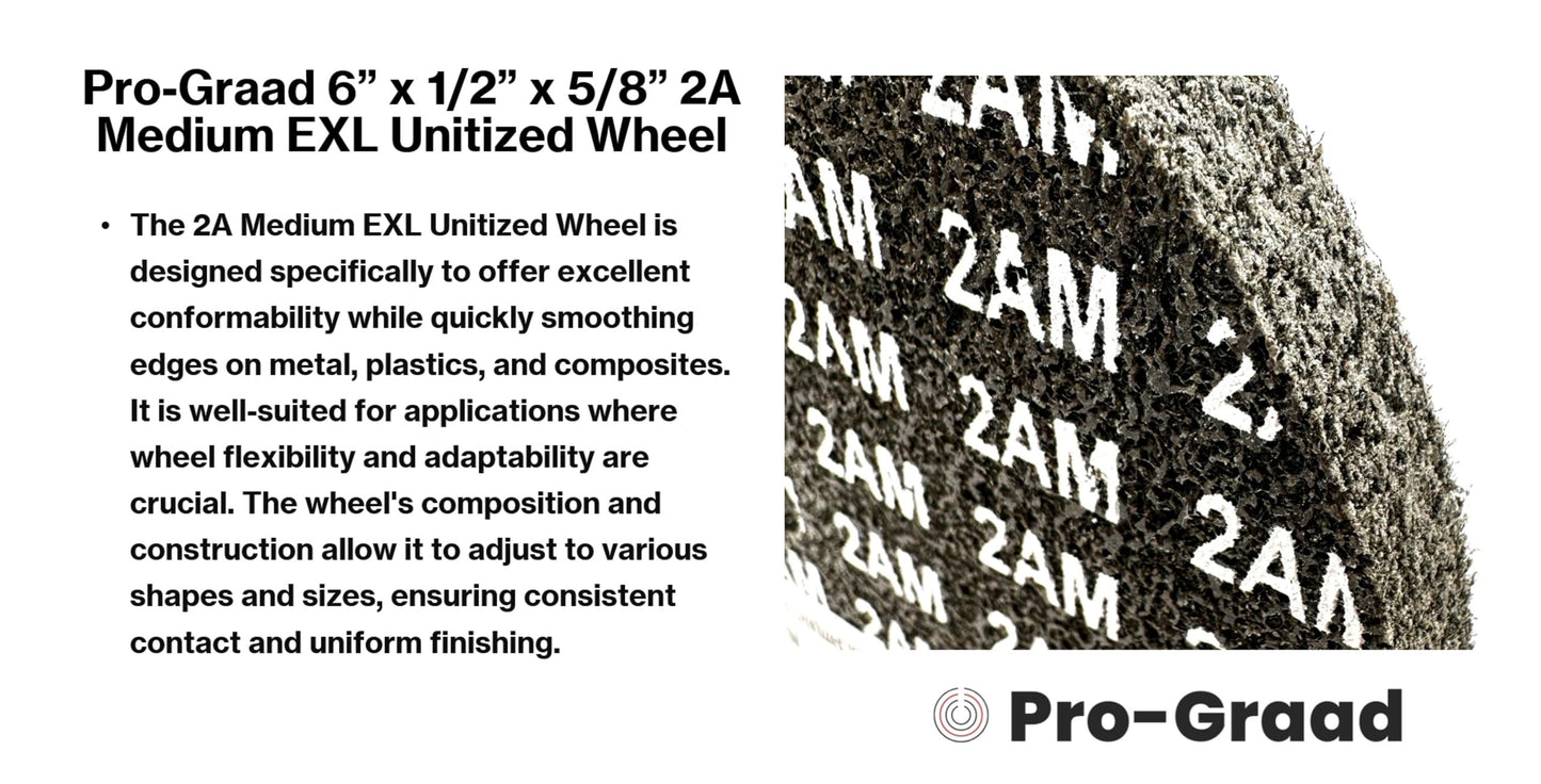 Pro-Graad EXL Unitized Wheel, Aluminum Oxide, 6" Diameter x 1/2" Wide x 5/8" Arbor, 2A Medium | 28023 | (Pack of 1)