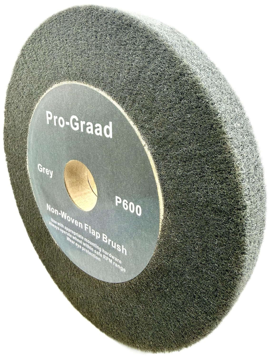 Pro-Graad 8” x 1” Grey 600 Grit Non-Woven Bench Grinder Polishing Burnishing Satin Finishing Flap Brush Wheel for Aluminum Copper Metal Golf Club Refurbishing, Compatible for 1/2”, 5/8”, 3/4" Arbor
