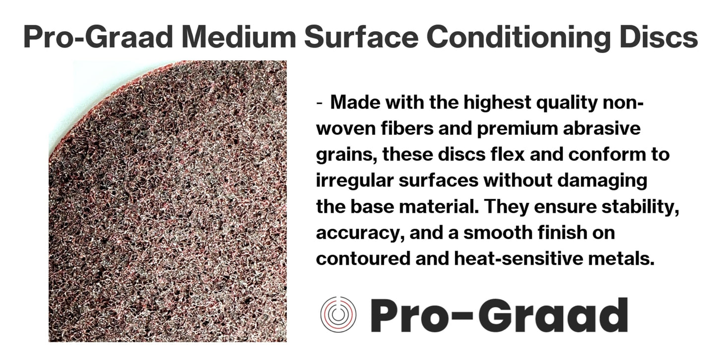 Pro-Graad 5" AMED Hook & Loop Surface Conditioning Discs, 10 Pack, Maroon, Medium Grit - Aluminum Oxide, for Metal Surface Prep Sanding Polishing Deburring Cleaning - Easy Attachment, 00643
