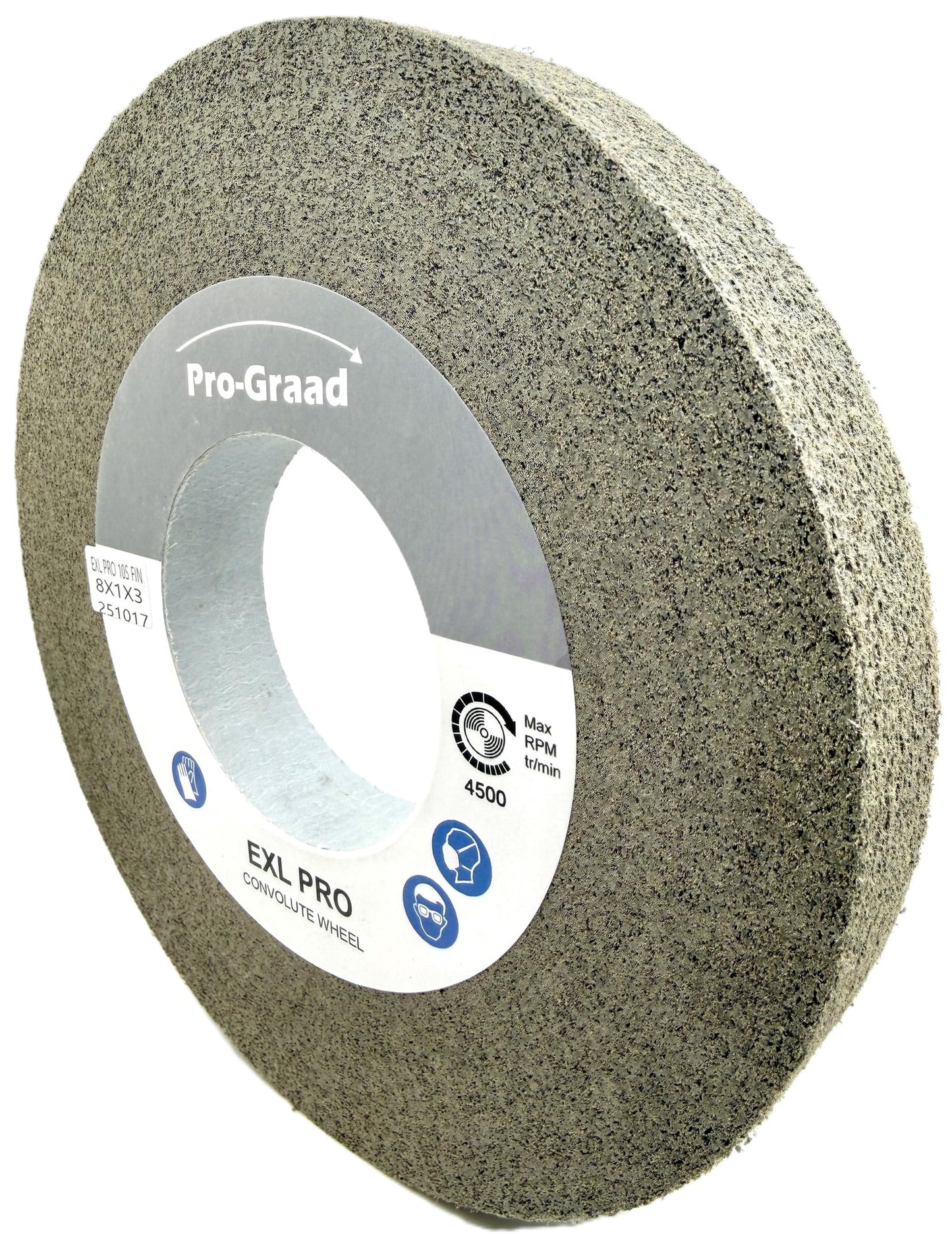 Pro-Graad 8” x 1” x 3” 10S Fine EXL PRO Convolute Deburring Polishing Wheel -  Silicon Carbide - Professional Grade - Metal Deburring, Finishing and Polishing Wheel – 94918 - 1 Pack