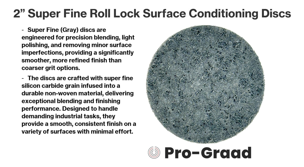 Pro-Graad Quick Change Non-Woven Nylon Surface Conditioning Discs for Deburring Sanding Blending Polishing Paint Removal with Male R-Type Backing