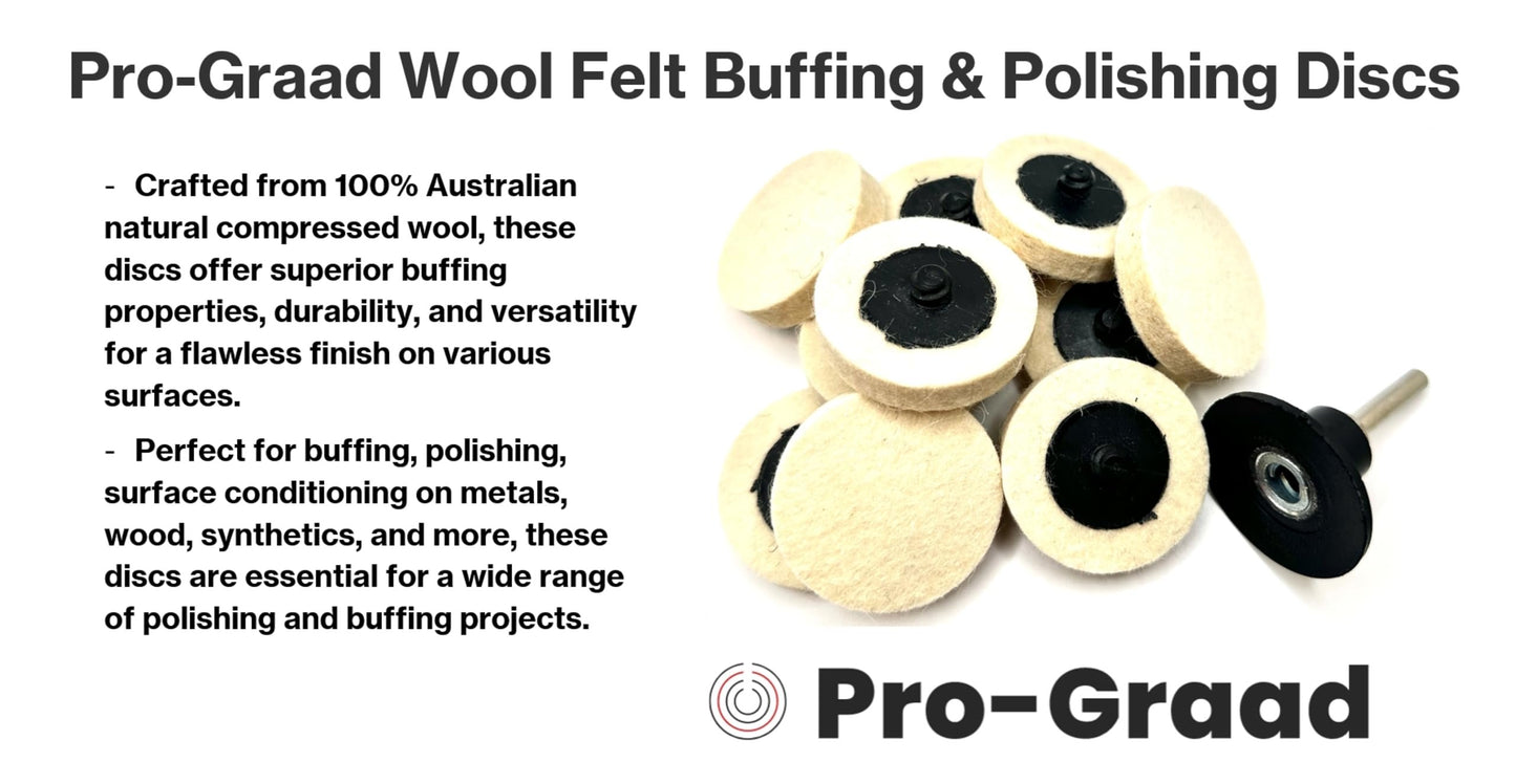 Pro-Graad 2" Felt Roll Lock Quick Change Wool Sanding Discs - 10 Pack, R-Type Buffing Pads for Polishing & Surface Conditioning, Premium Compressed Wool, Use with Die Grinders & Rotary Tools