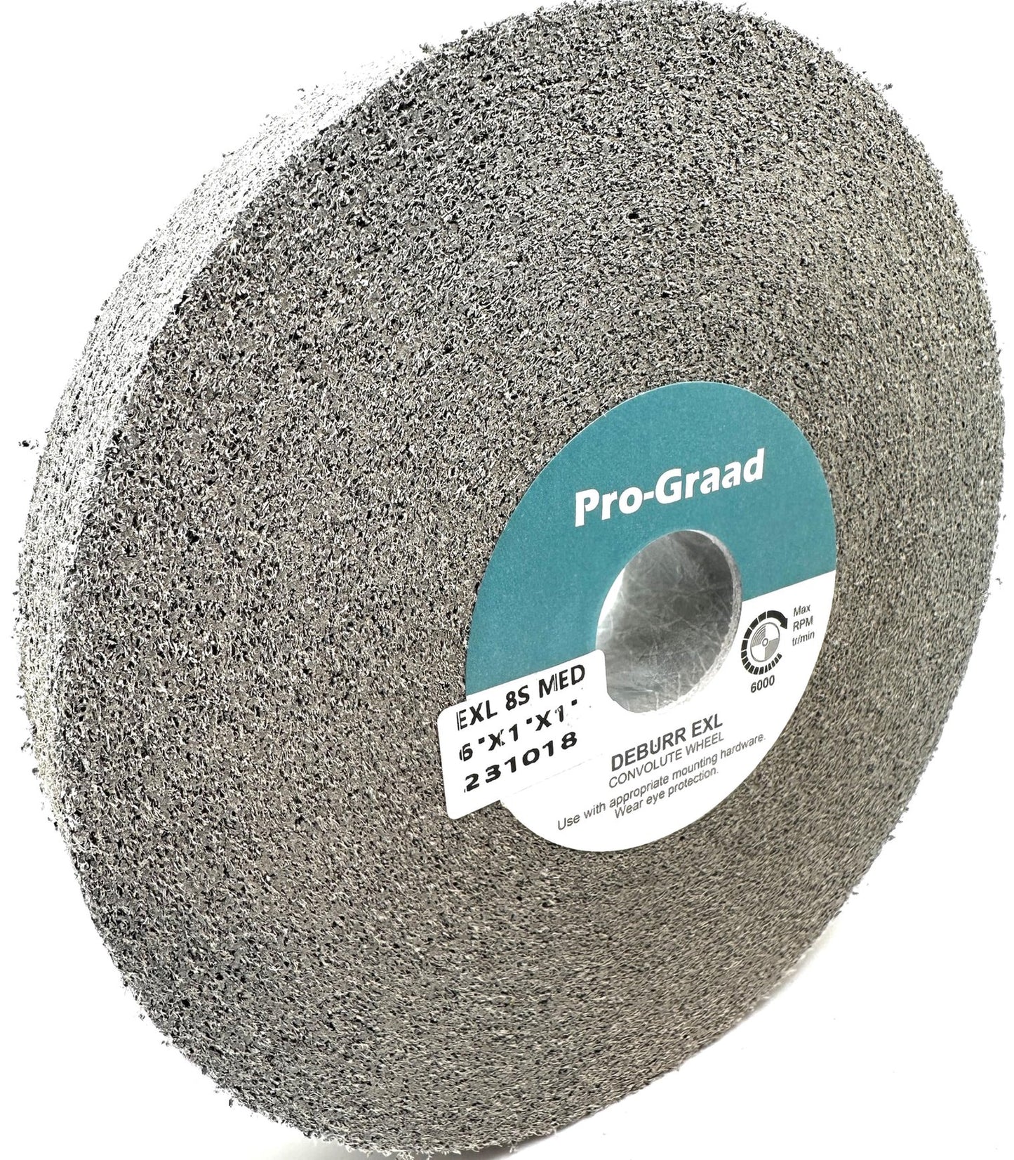 Pro-Graad EXL Deburring Wheel - 6" x 1" x 1" 8S Medium - Silicon Carbide - Metal Deburring, Finishing and Polishing Wheel - Convolute - 18278 - 1 Pack