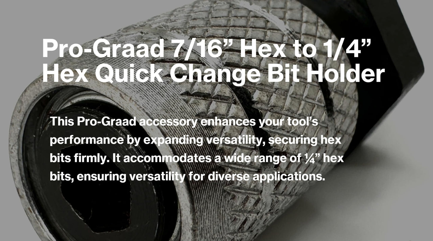 Pro-Graad 7/16" Hex to 1/4" Hex Shank Adapter, Quick Change Bit Holder Converter for 7/16 Impact Drivers & 1/2" Power Drills, Heavy Duty 1/4 Hex Bit Holder for Drill & Driver Accessories