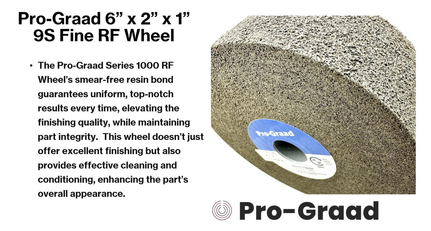 Pro-Graad 1 Pack 6” x 2” x 1” 9S Fine Series 1000 RF Long Life Convolute Deburring, Finishing & Polishing Wheel, Includes Adapter for use on 3/4 5/8 1/2 Shaft Sizes, Pack of 1