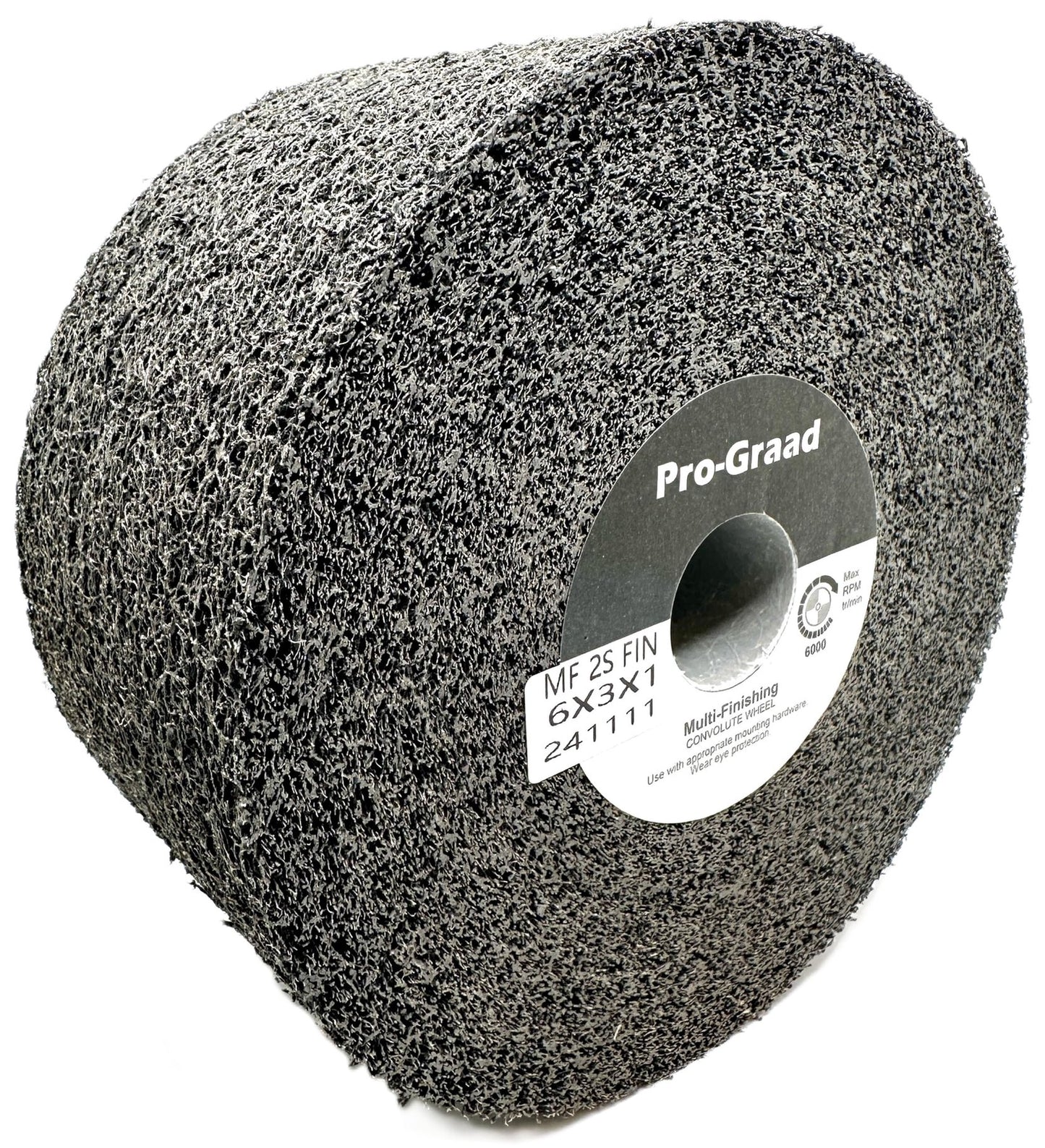 Pro-Graad Multi-Finishing Wheel – 6” x 3” x 1” 2S Fine Grit Silicon Carbide - Stainless Steel Finishing Convolute Wheel 13181 – for #4 Finish - 1 Pack