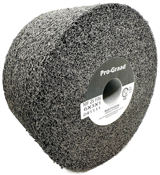 Pro-Graad Multi-Finishing Wheel – 6” x 3” x 1” 2S Fine Grit Silicon Carbide - Stainless Steel Finishing Convolute Wheel 13181 – for #4 Finish - 1 Pack