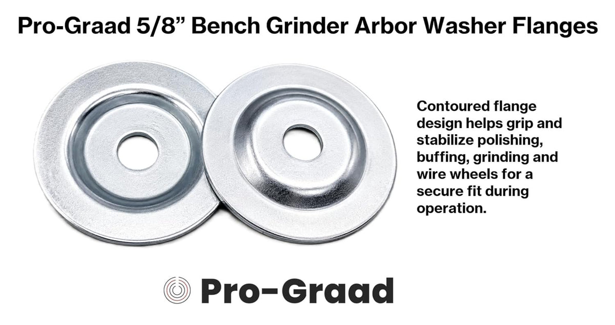 Pro-Graad 5/8" Bench Grinder Arbor Washer Flange Set, 3.1" OD, 2 Sets