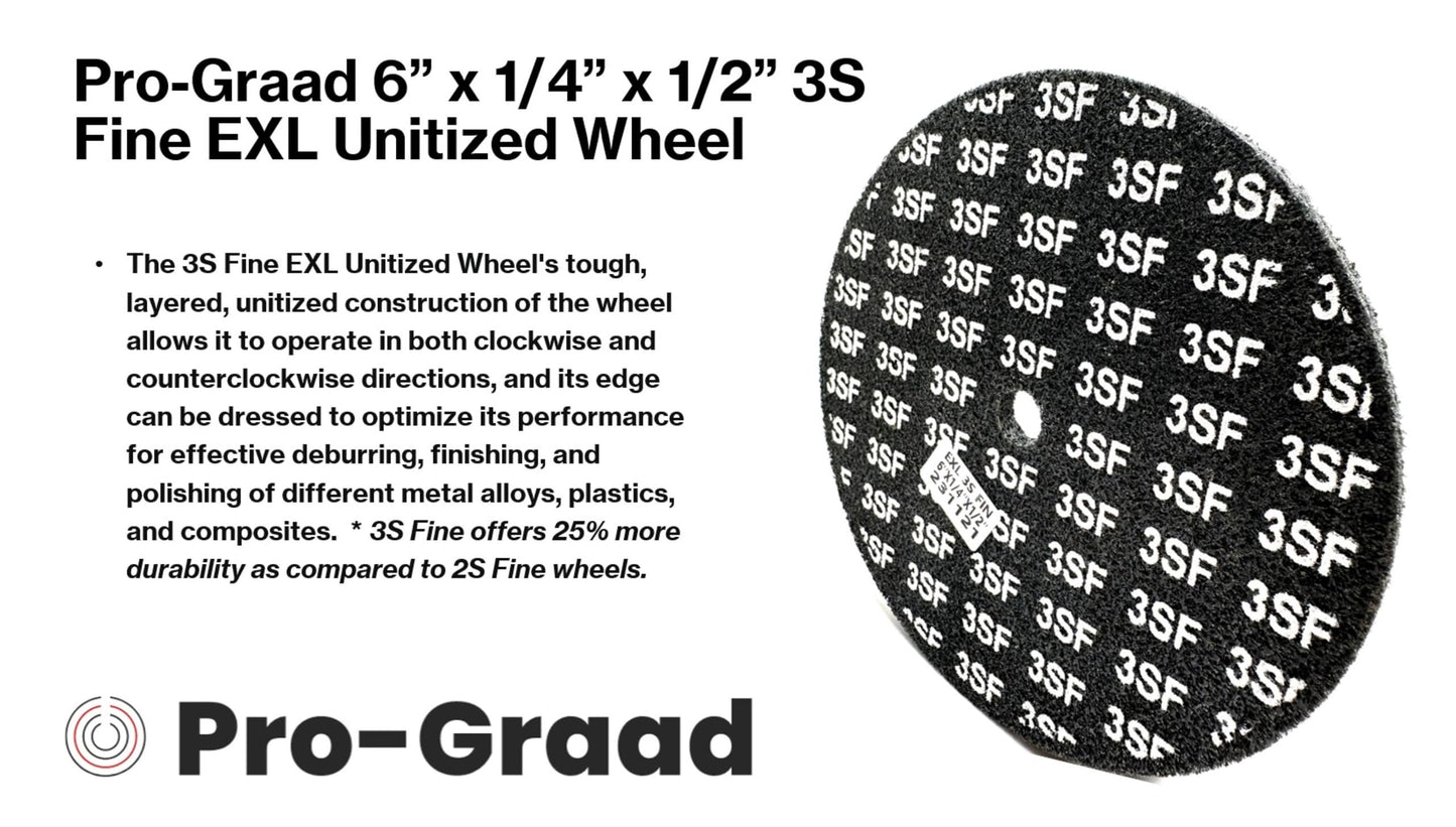Pro-Graad EXL Unitized Wheel, Silicon Carbide, 6" Diameter x 1/4" Wide x 1/2" Arbor, 3S Fine | 24231 | (Pack of 1)