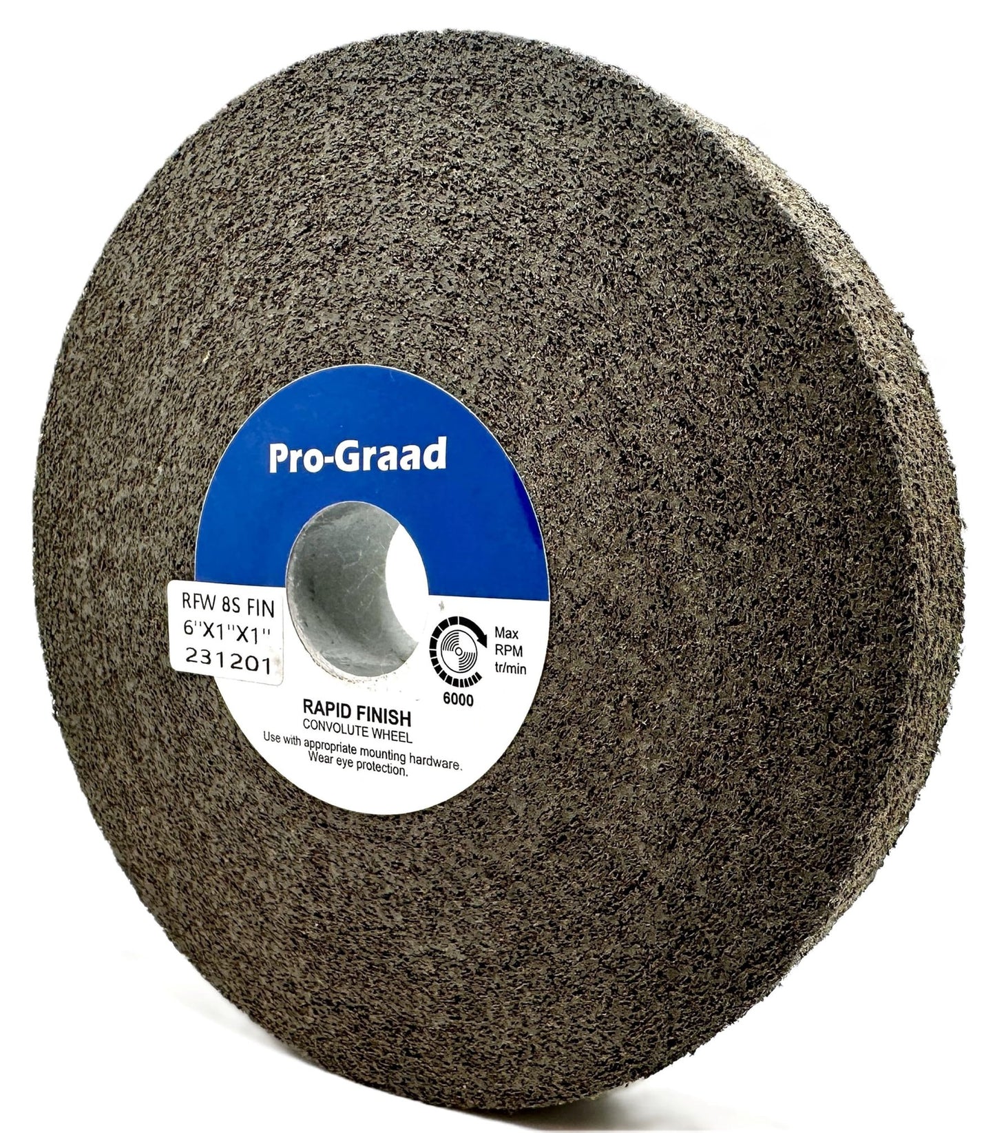 Pro-Graad 1 Pack 6” x 1” x 1” 8S Fine Series 1000 RF Long Life Convolute Deburring, Finishing & Polishing Wheel, Includes Adapter for use on 3/4 5/8 1/2 inch Shaft Sizes, Pack of 1