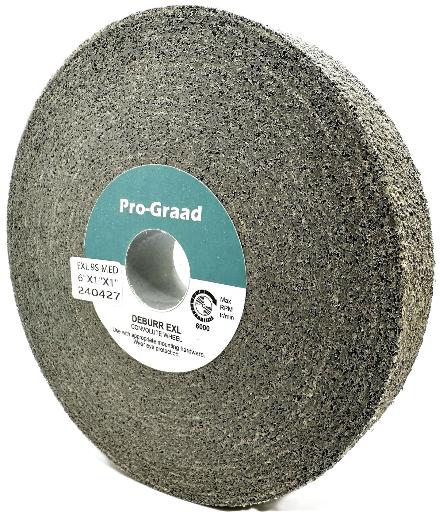 Pro-Graad EXL Deburring Wheel - 6" x 1" x 1" 9S Medium Grit - Silicon Carbide - Metal Deburring, Finishing and Polishing Wheel - Convolute - (1 Pack)