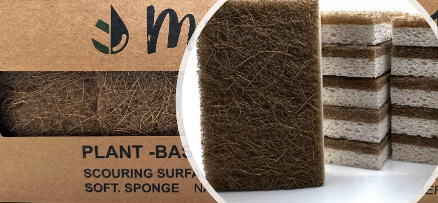 MinnYaso 12 Pack Natural Sponges | Hemp Sisal Plant Based Scrubber Scouring Sponge | Eco-Friendly Odor Free Biodegradable Compostable Wood Pulp | Sustainable Scrub Pads for Kitchen, Dishes, Bathroom
