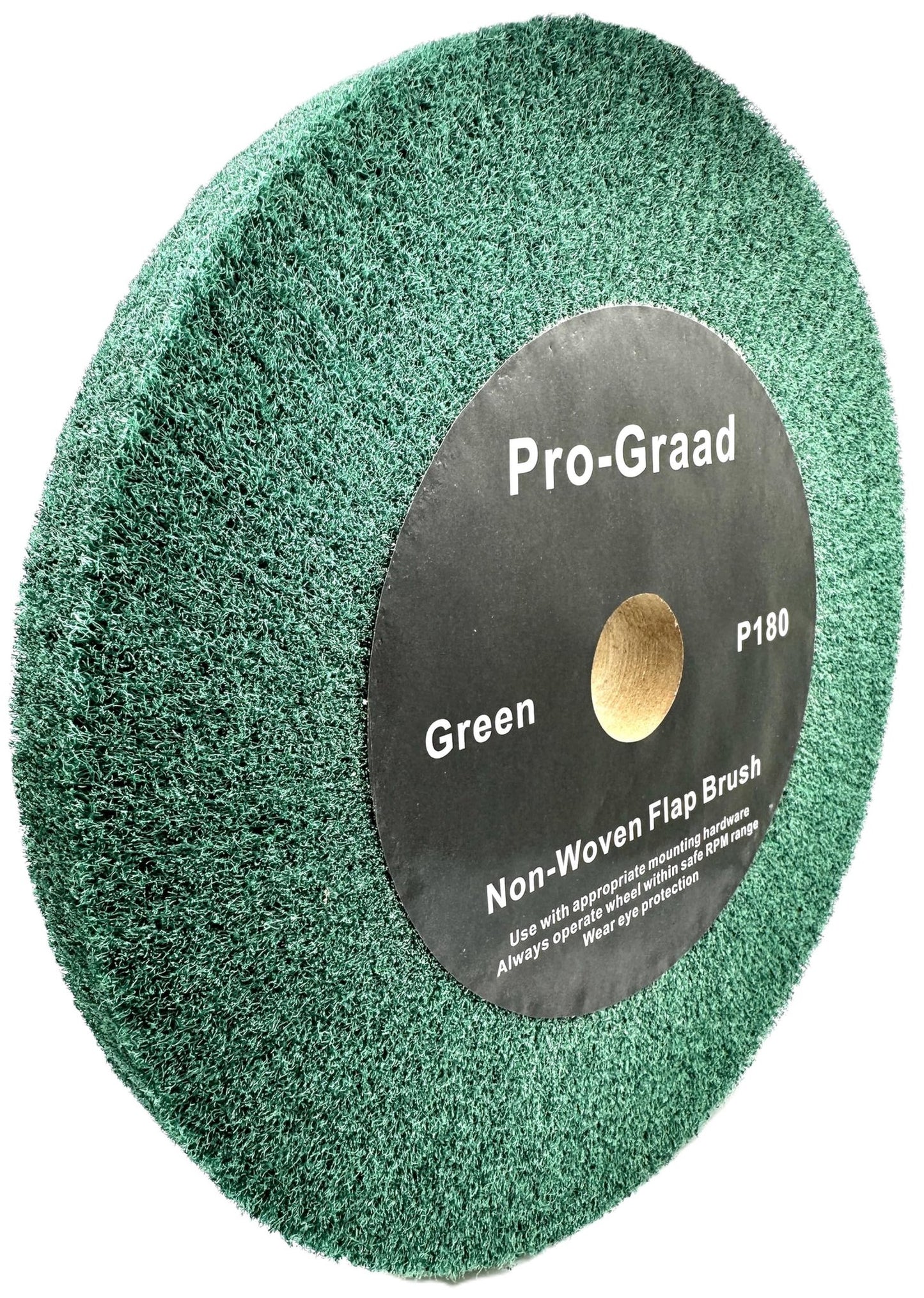 Pro-Graad 10” x 1” Green P180 Non-Woven Bench Grinder Polishing Burnishing Satin Finishing Flap Brush Wheel for Aluminum Copper Metal Golf Club Refurb, Compatible for 1/2”, 5/8”, 3/4", 1-1/4” Shaft