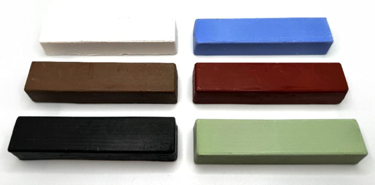 Pro-Graad Metal Polishing Compound Kit 24oz - 6 pc Buffing Compound Bars 4 oz each. Set includes: Black Emery Compound, Brown Tripoli, White Rouge, General Green, Red Jewelers Rouge, All Purpose Blue