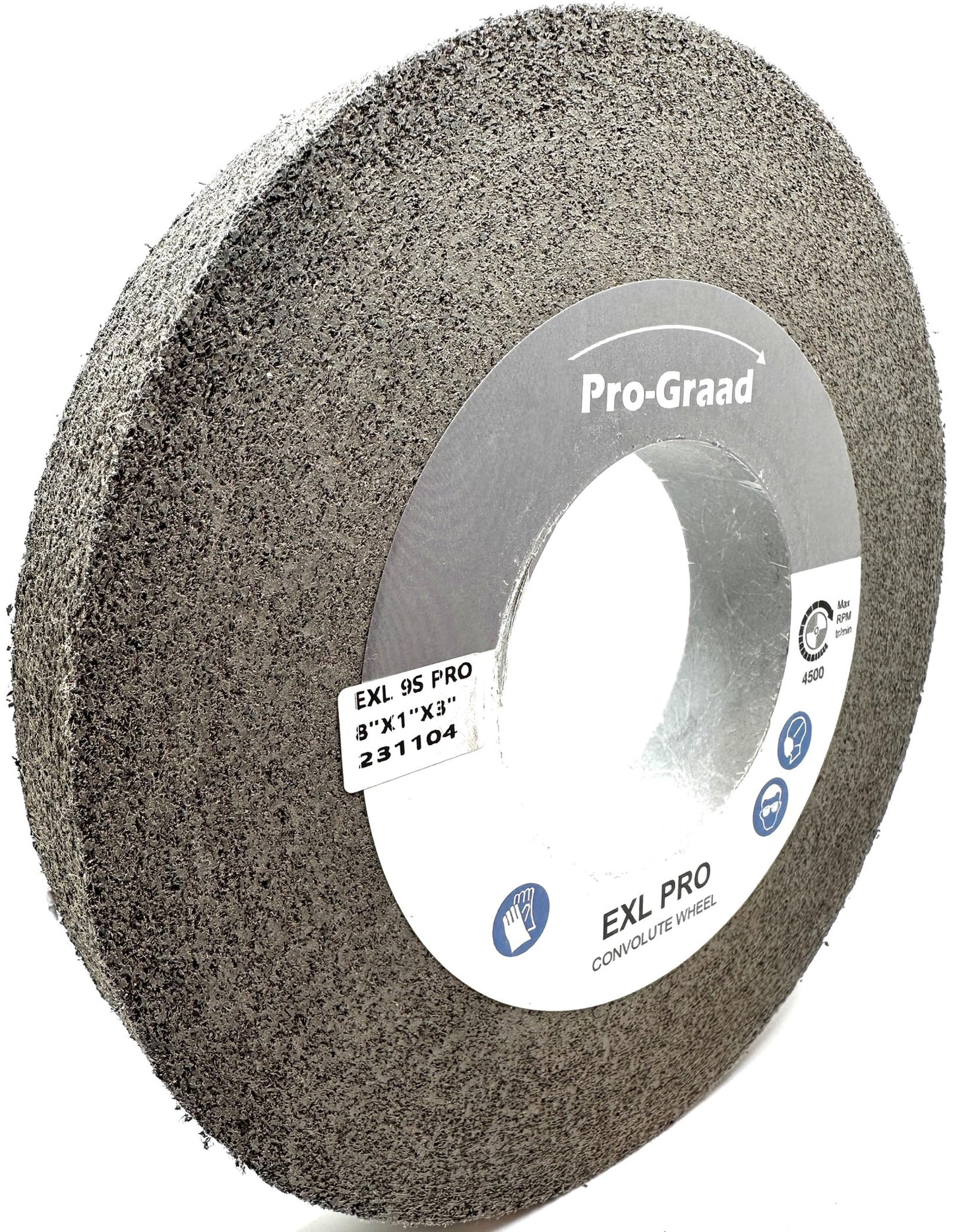 Pro-Graad EXL PRO Convolute Deburring Polishing Wheel - 8" x 1" x 3" 9S Fine Silicon Carbide - Professional Grade - Metal Deburring, Finishing and Polishing Wheel - 94908 - 1 Pack